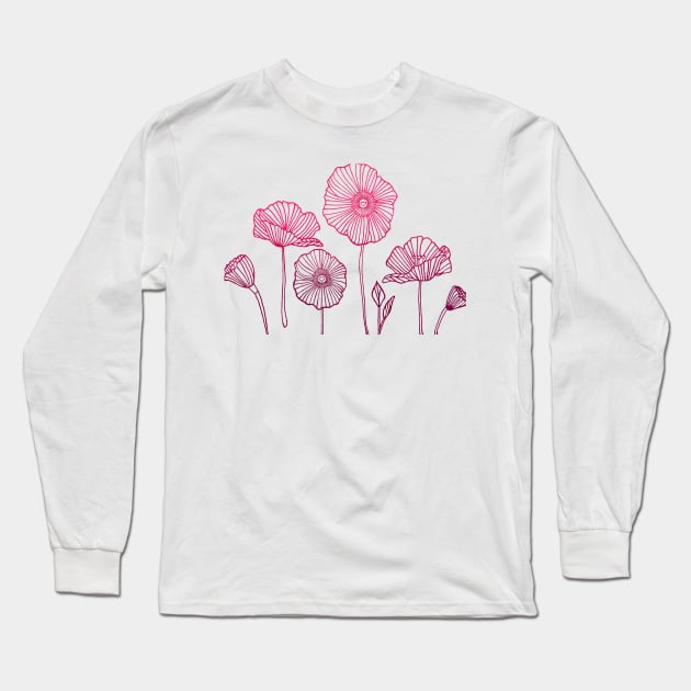 Poppies Long Sleeve T-Shirt by staceyromanart